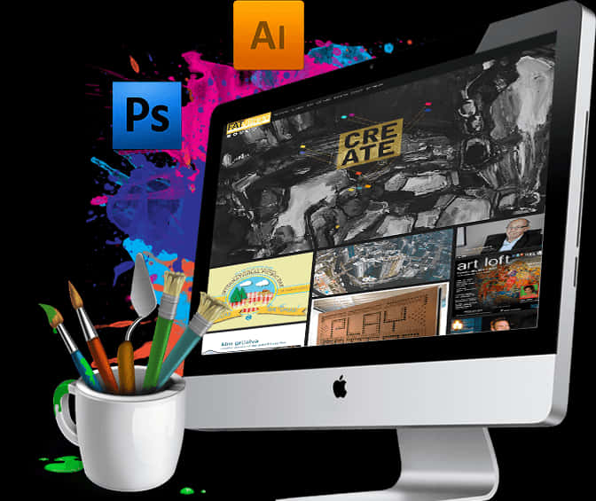 Graphic Design Workspace Setup PNG Image