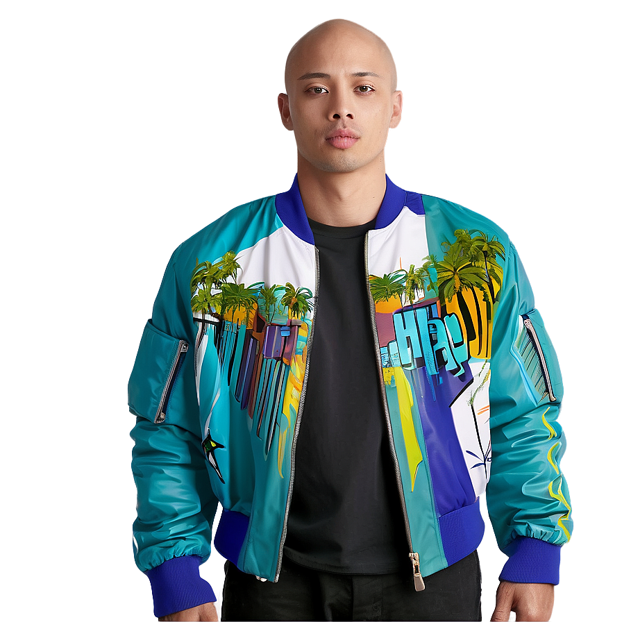 Graphic Print Bomber Jacket Png Dtm38 PNG Image