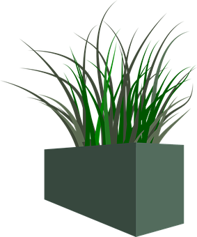 Grassin Rectangular Pot Vector PNG Image