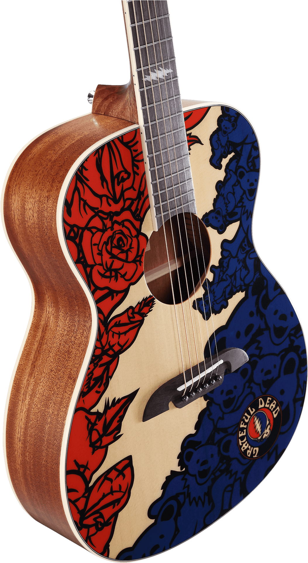 Grateful Dead Themed Acoustic Guitar PNG Image