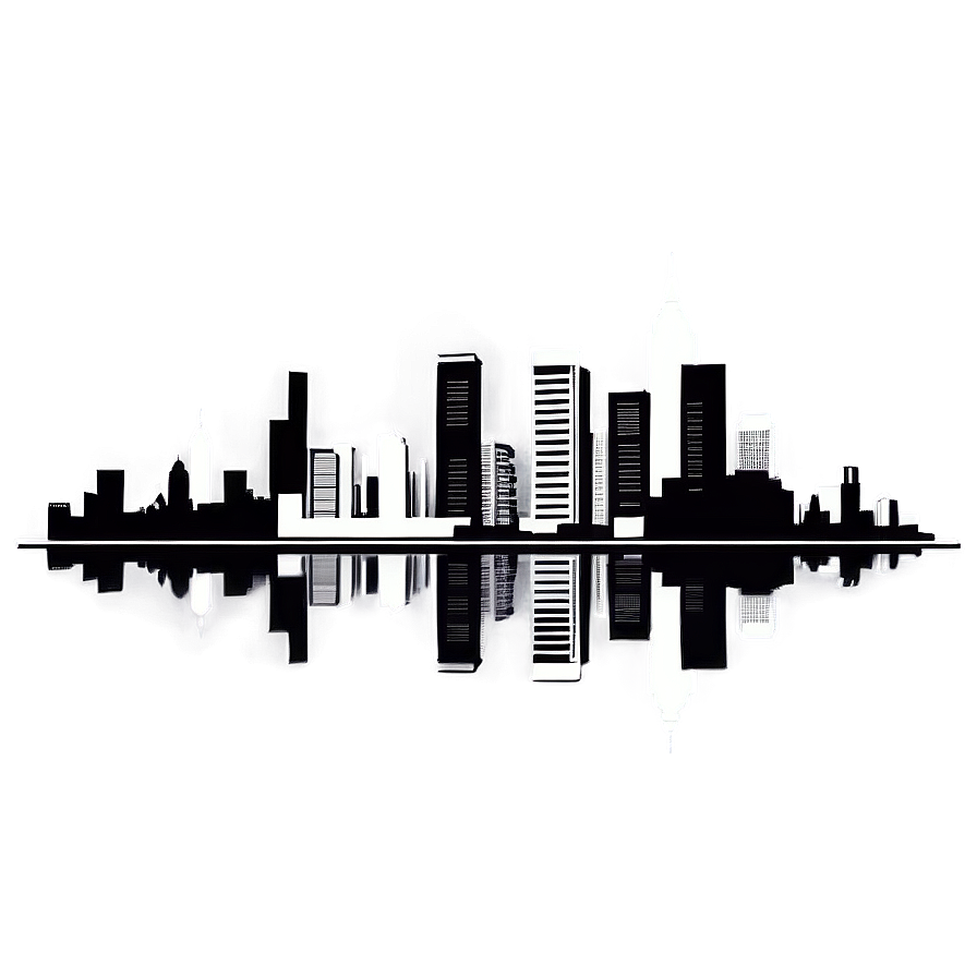 Grayscale City Skyline Png 68 PNG Image