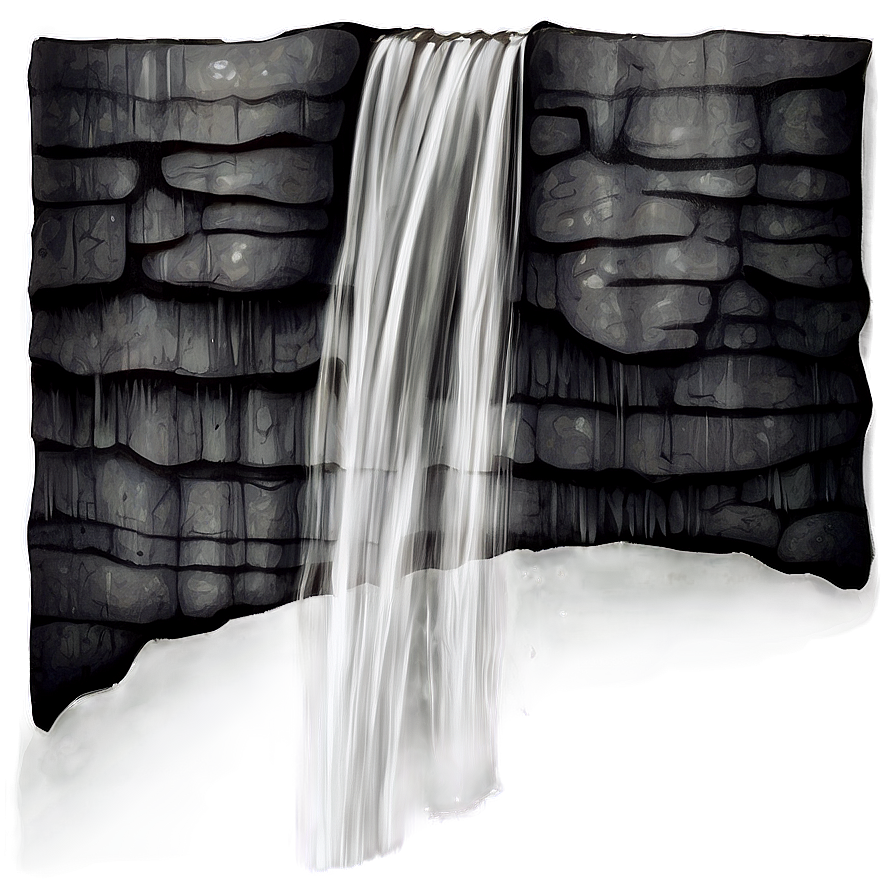 Grayscale Waterfall Scene Png Lax57 PNG Image