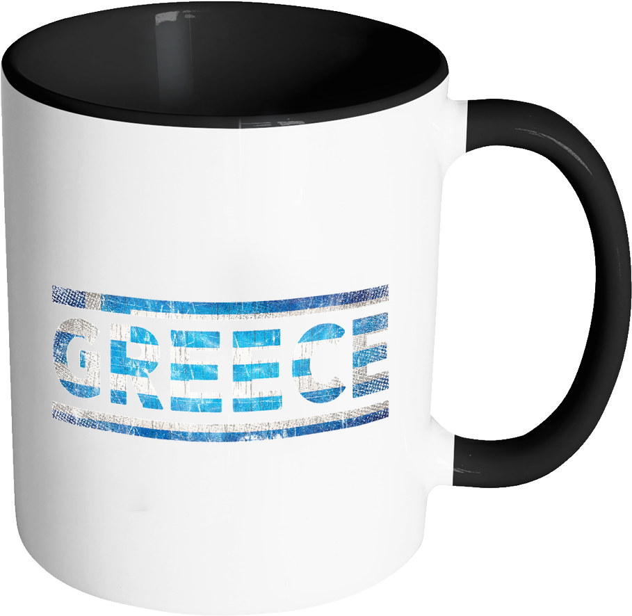 Greece Theme Mug Print PNG Image