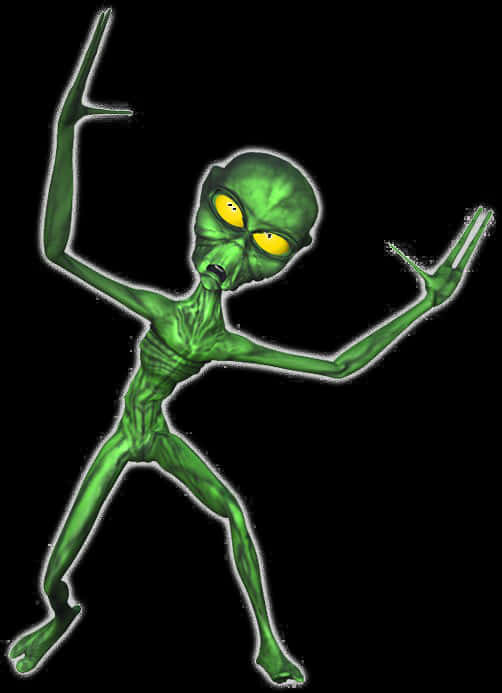 Green Alien Gesture Illustration PNG Image