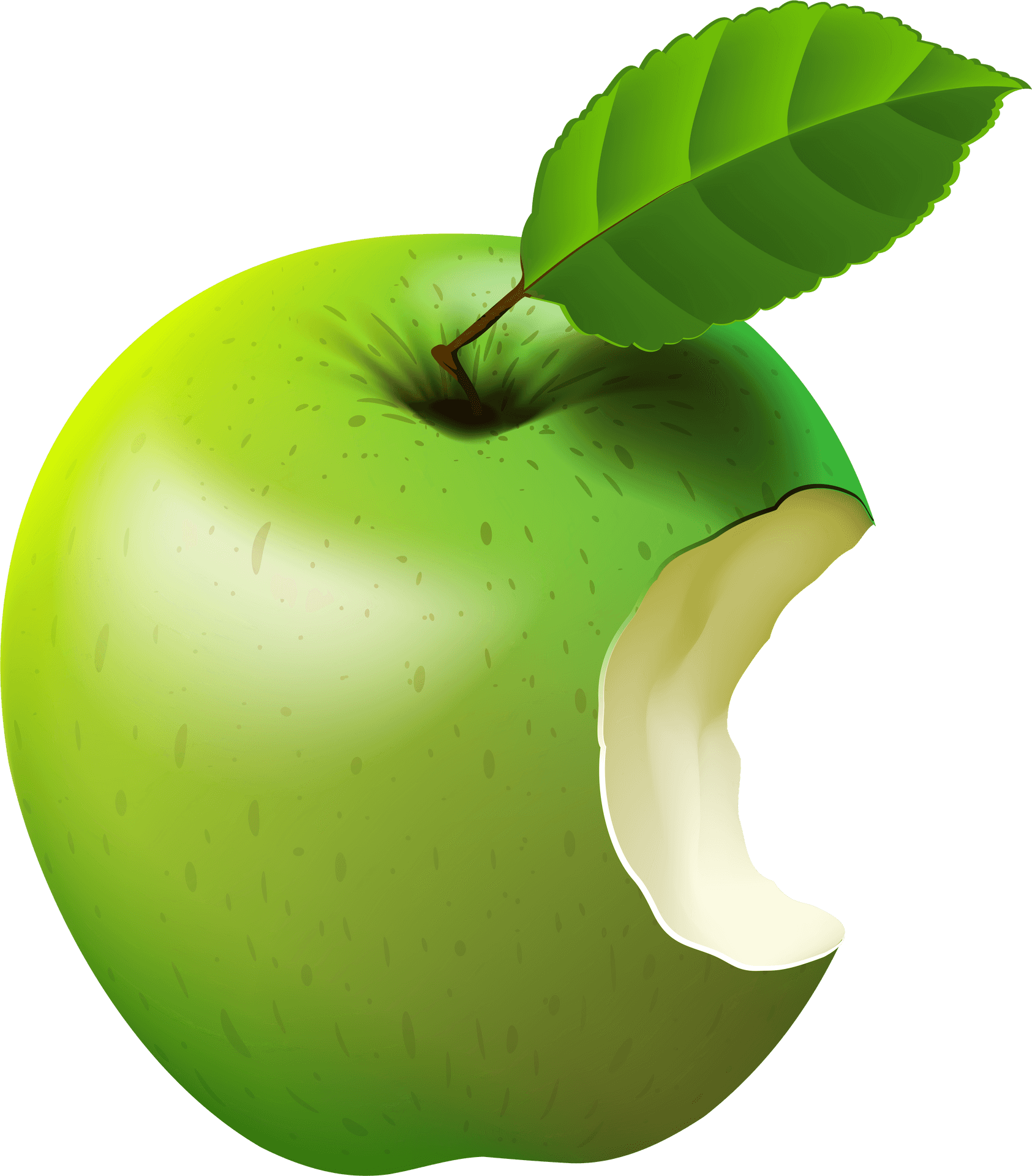 Green Apple With Bite PNG Image