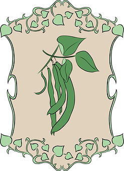 Green Bean Vintage Frame PNG Image