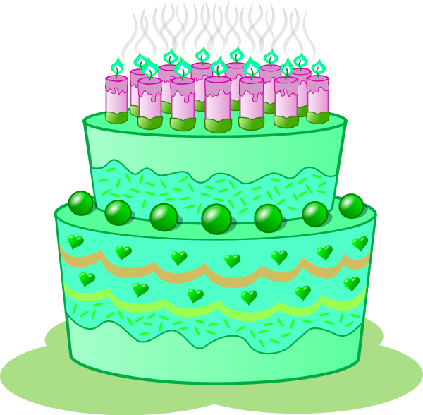 Green Birthday Cake Illustration PNG Image