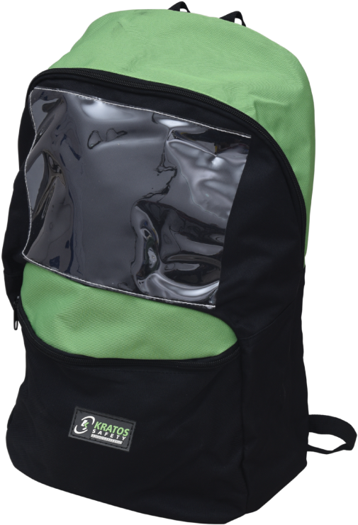 Green Black Backpackwith Reflective Panel PNG Image