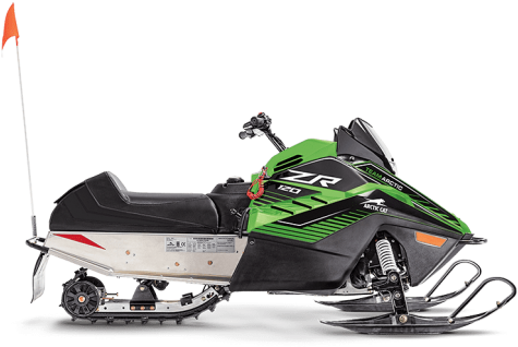 Green Black Snowmobile Profile View PNG Image