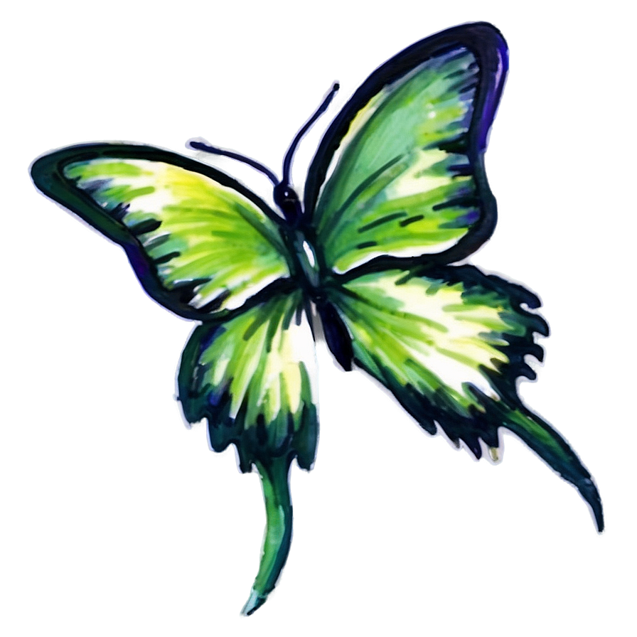 Green Butterfly In Watercolor Splash Png 06202024 PNG Image