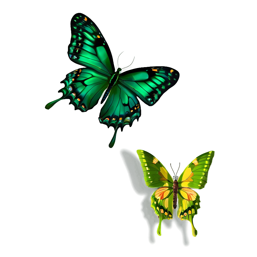 Green Butterfly Landing Png 79 PNG Image