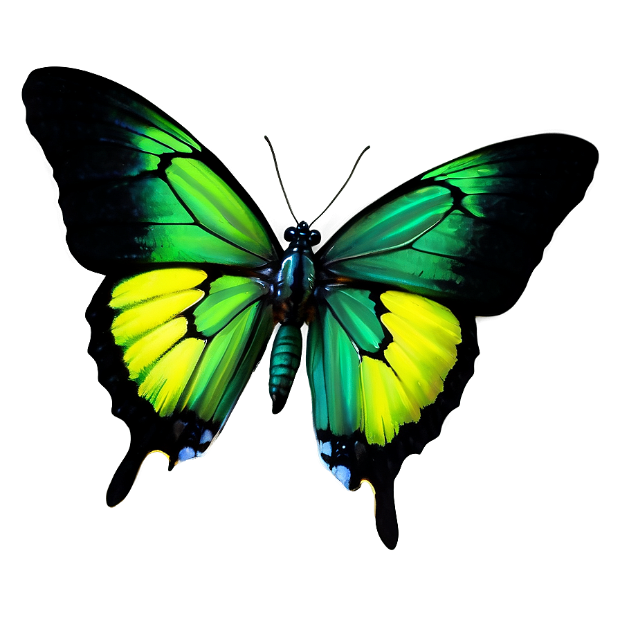 Green Butterfly On Black Background Png Ydj77 PNG Image