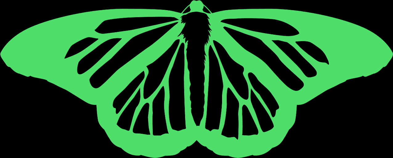 Green Butterfly Silhouette PNG Image