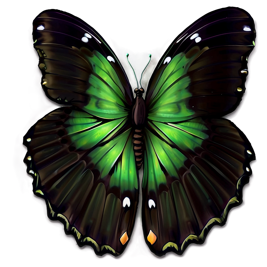 Green Butterfly Wings Spread Png Djm52 PNG Image