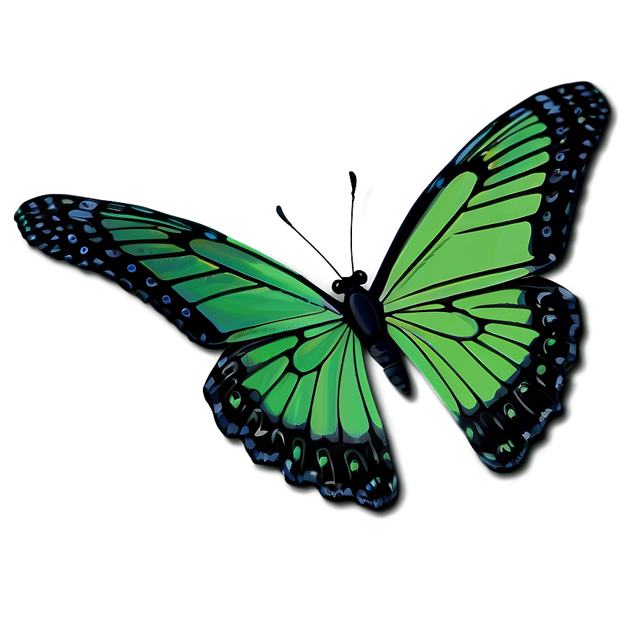 Green Butterfly With Shadow Png 24 PNG Image