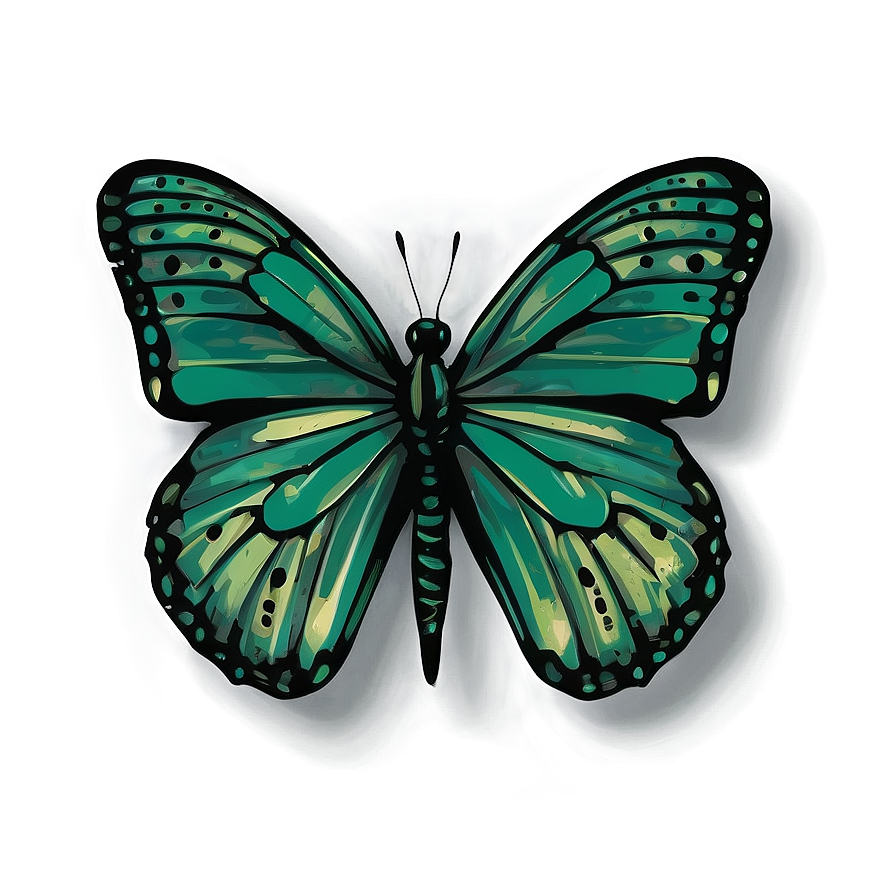 Green Butterfly With Shadow Png Tjk PNG Image