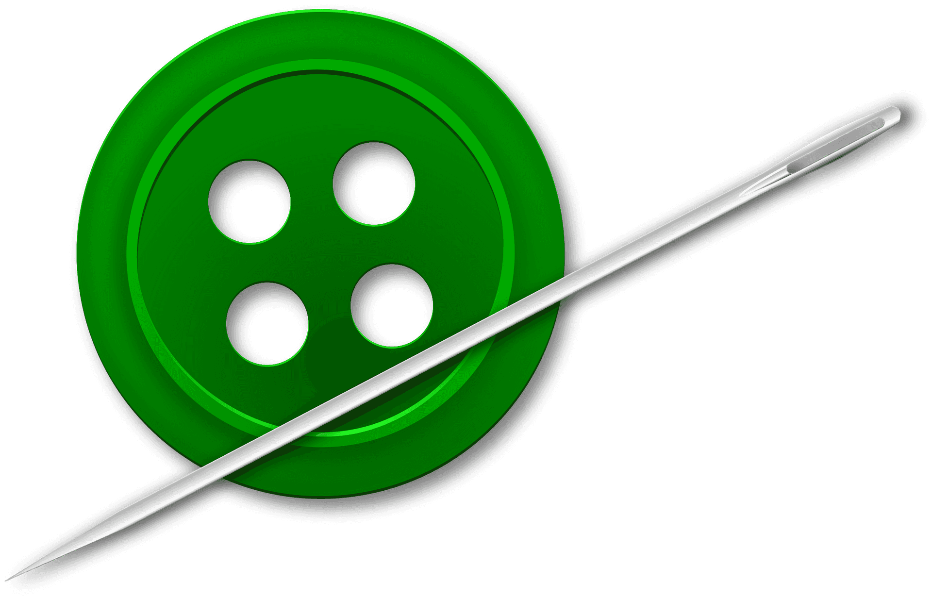 Green Buttonand Sewing Needle PNG Image