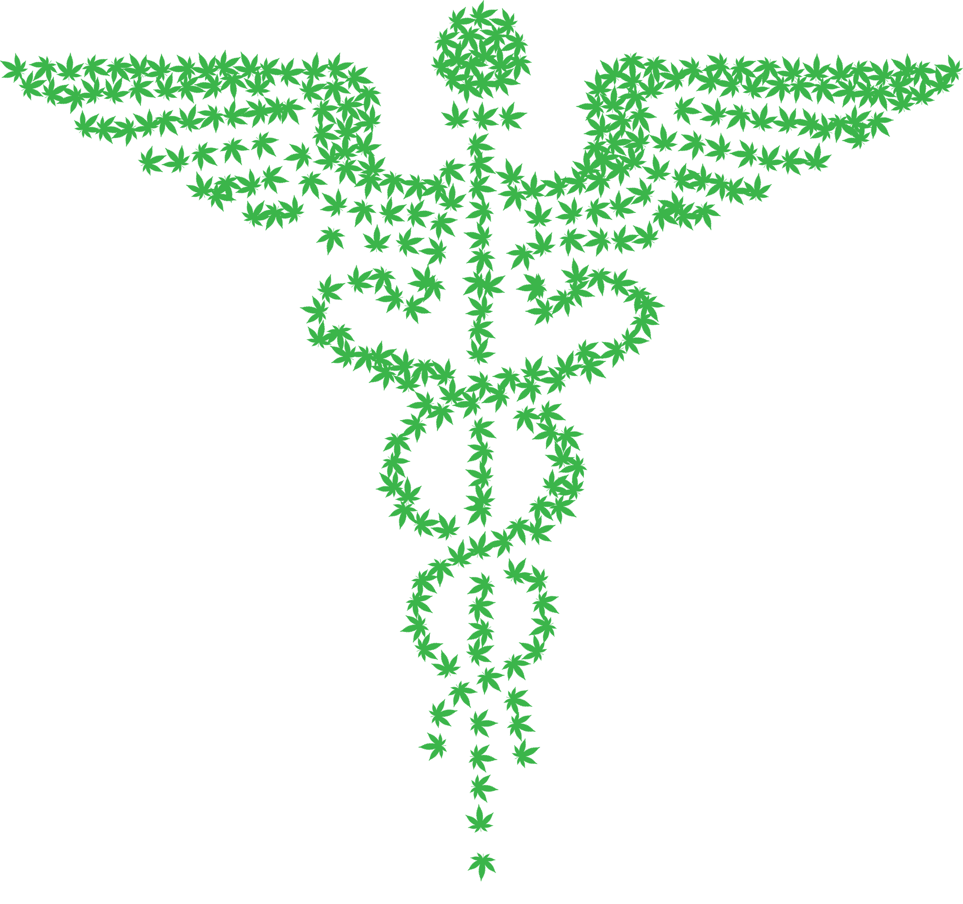 Green Caduceus Medical Symbol Art PNG Image