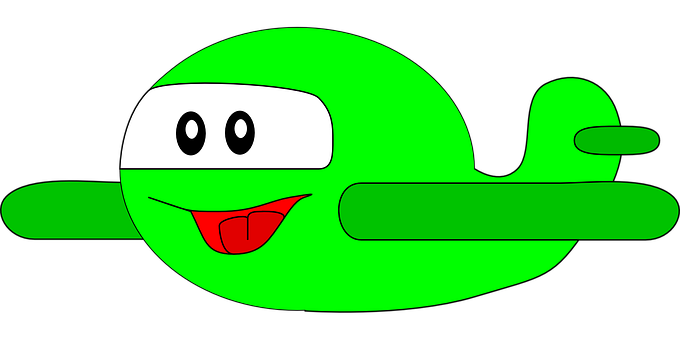 Green Cartoon Airplane PNG Image