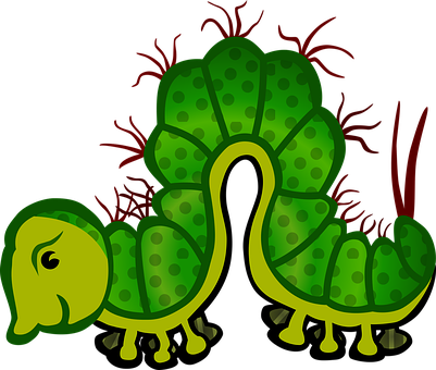 Green Cartoon Caterpillar PNG Image