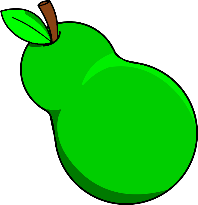 Green Cartoon Pear PNG Image