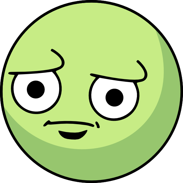 Green Cartoon Sad Face PNG Image