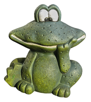 Green Ceramic Frog Figurine PNG Image