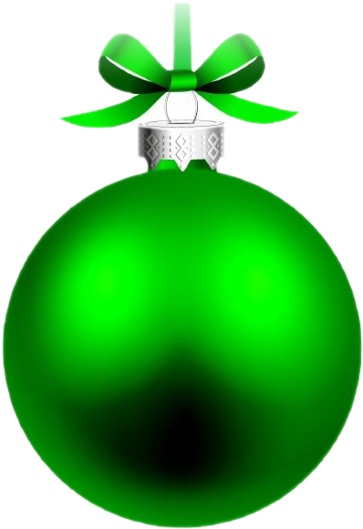 Green Christmas Ornamentwith Bow PNG Image