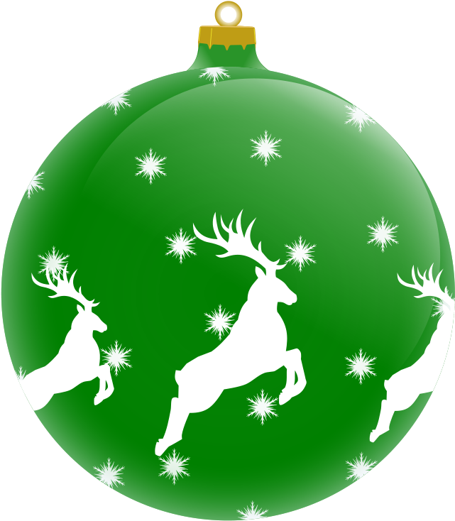 Green Christmas Ornamentwith Reindeer PNG Image