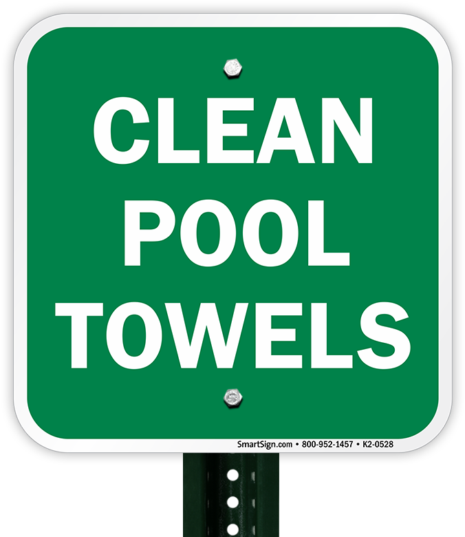 Green Clean Pool Towels Sign PNG Image