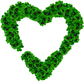 Green Clover Heart Shape PNG Image