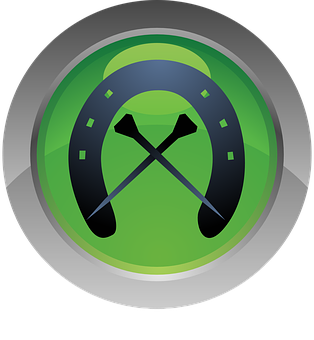 Green Crossed Paddles Icon PNG Image