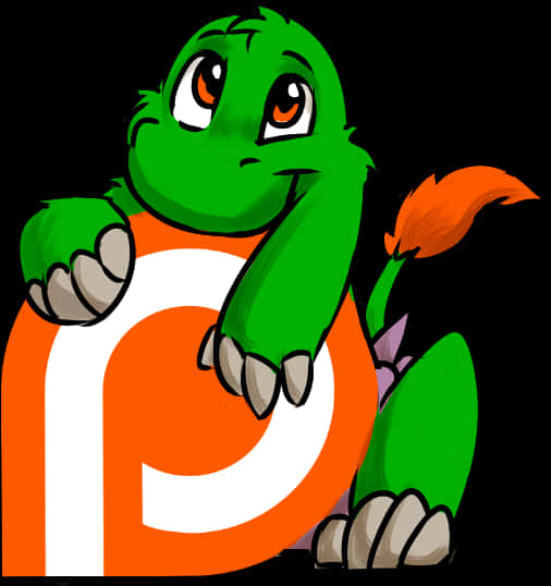 Green Dinosaur Orange Letter PNG Image