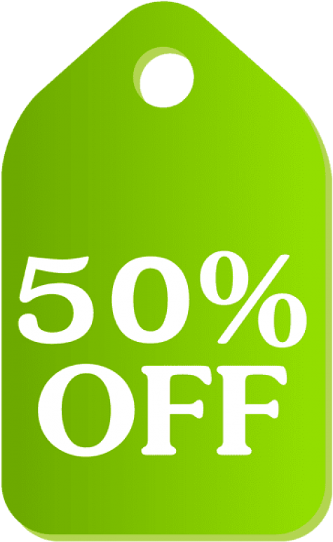 Green Discount Tag50 Percent Off PNG Image