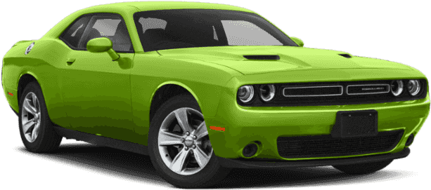 Green Dodge Challenger Side View PNG Image