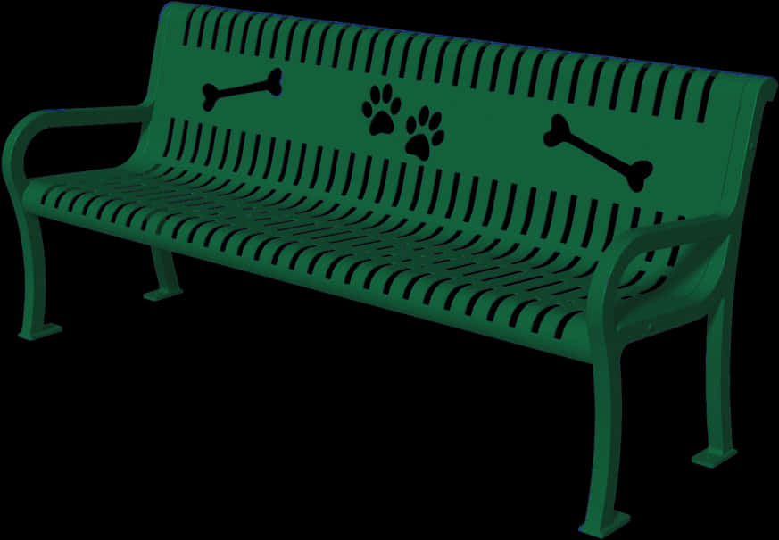 Green Dog Themed Park Bench PNG Image