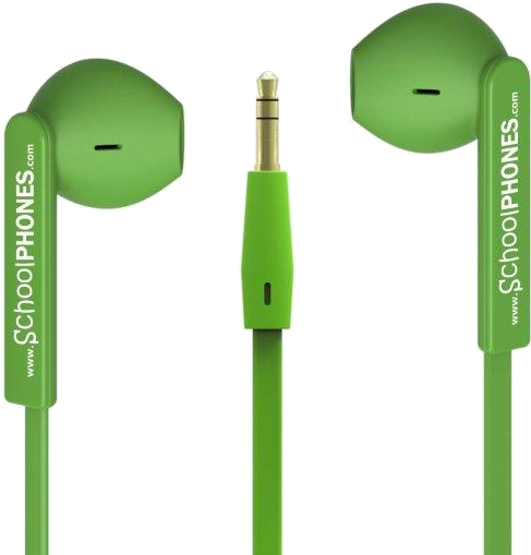 Green Earphoneswith Plug PNG Image