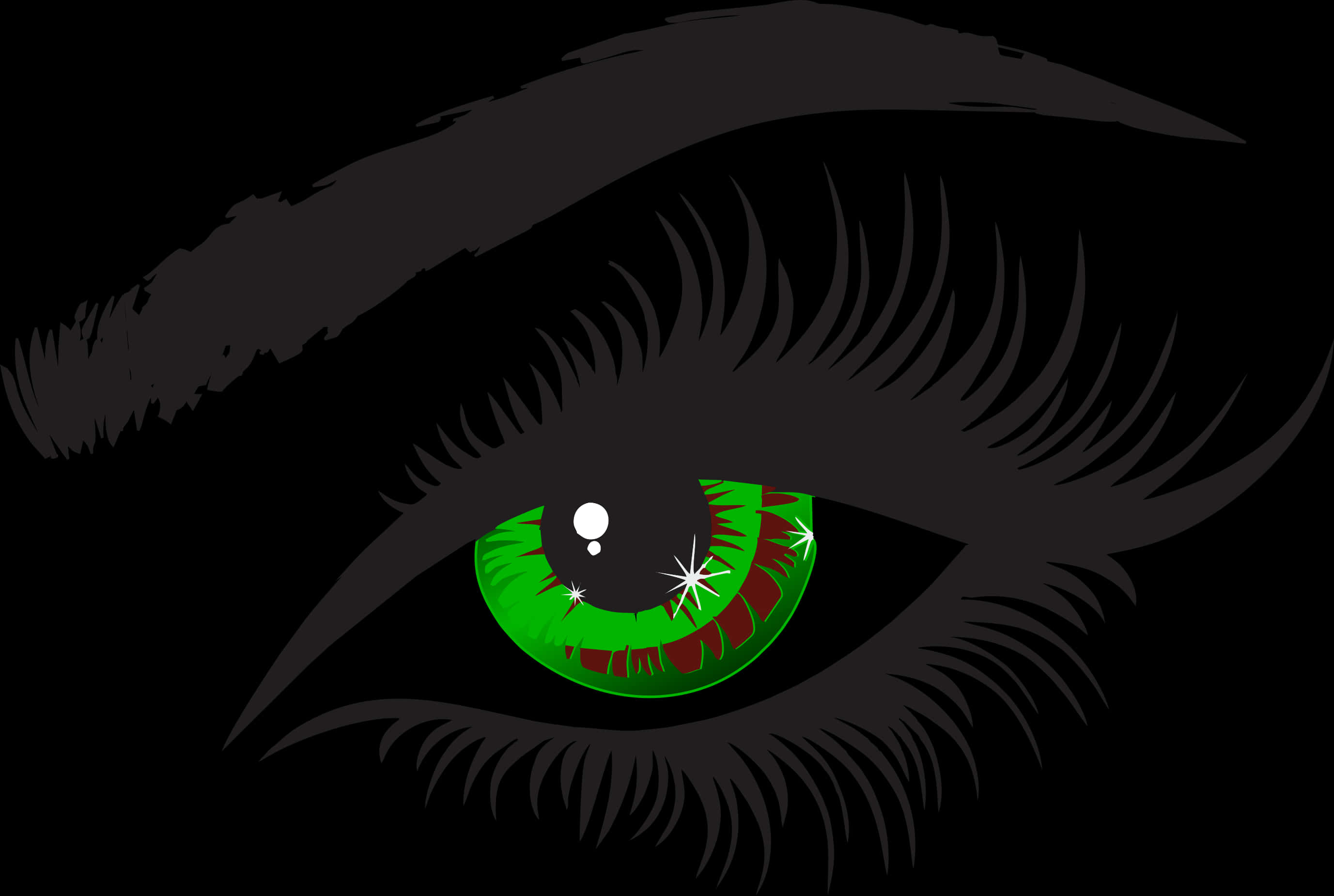 Green Eye Black Lashes Graphic PNG Image