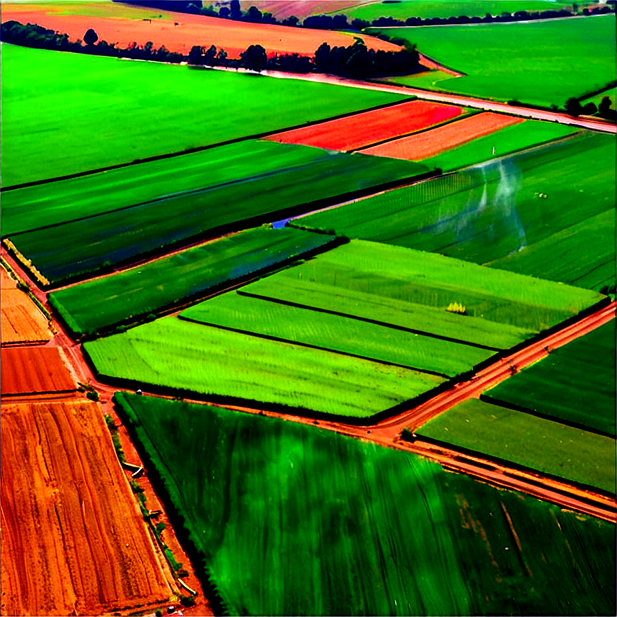 Green Farm Fields Aerial View Png Deh PNG Image