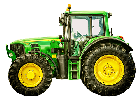 Green Farm Tractor Isolated PNG Image