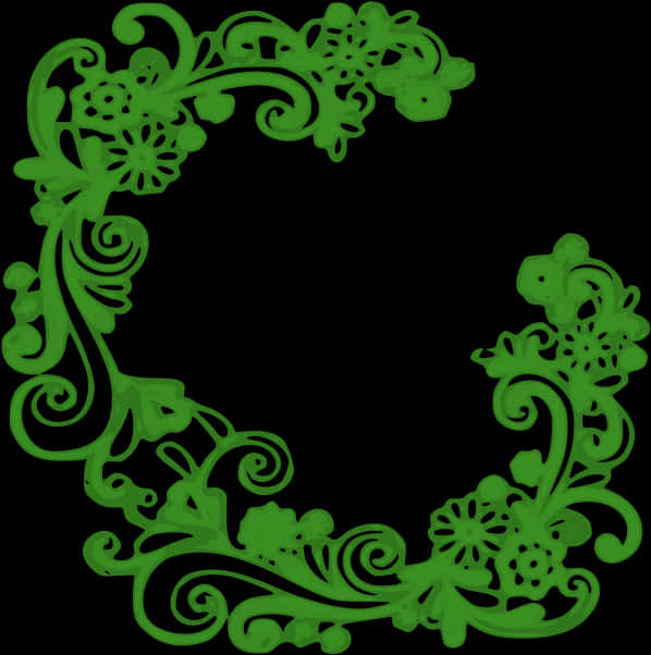 Green Floral Frame Design PNG Image