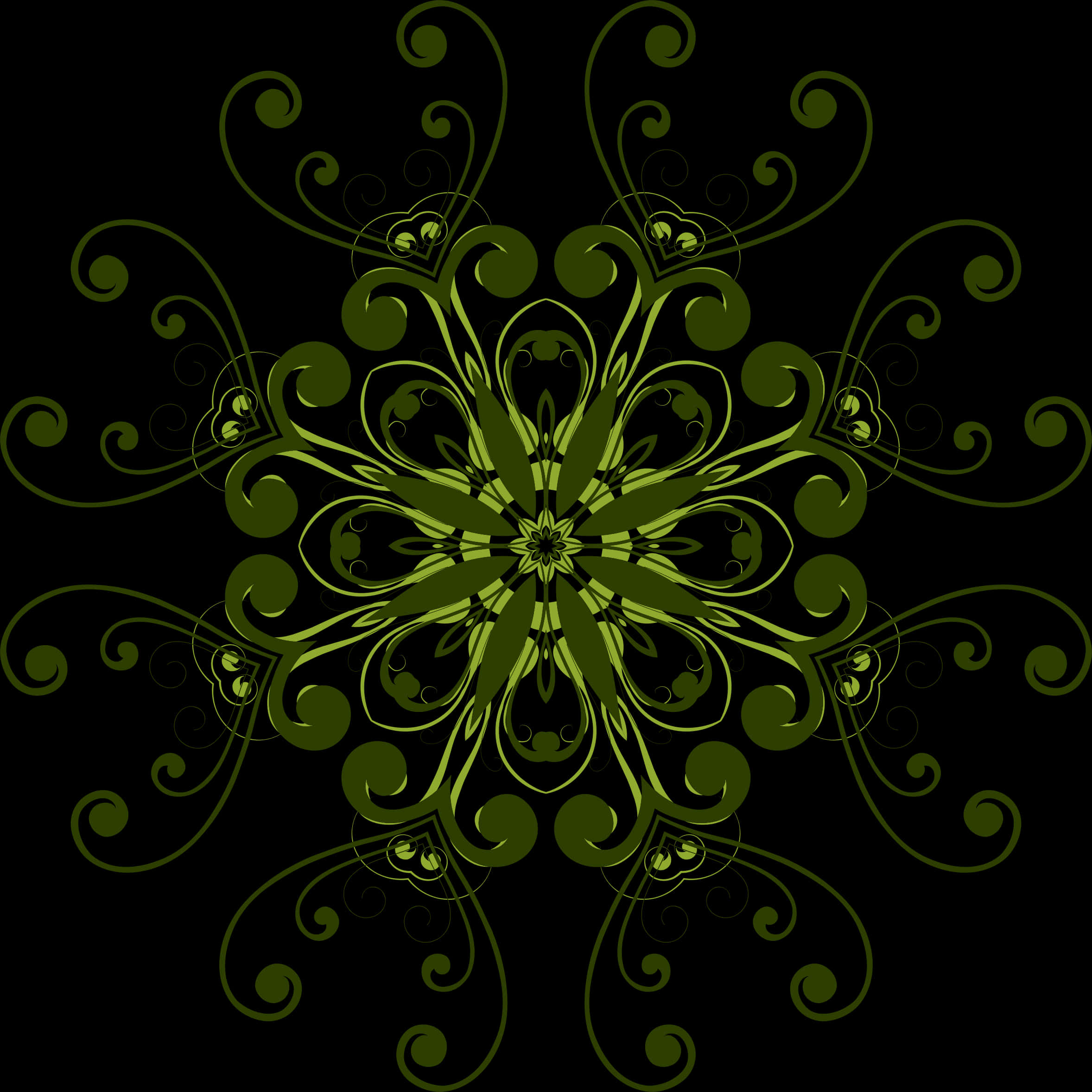 Green Floral Mandala Design PNG Image