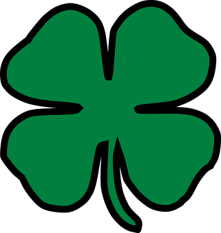 Green Four Leaf Clover Graphic PNG Image