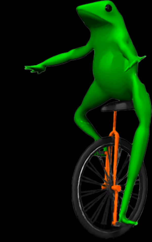 Green Frog Unicycle Performance PNG Image