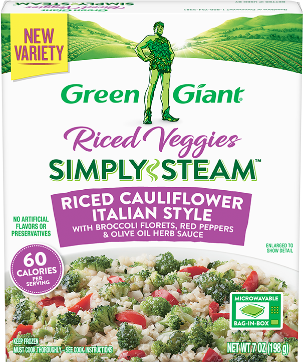 Green Giant Riced Cauliflower Italian Style Package PNG Image