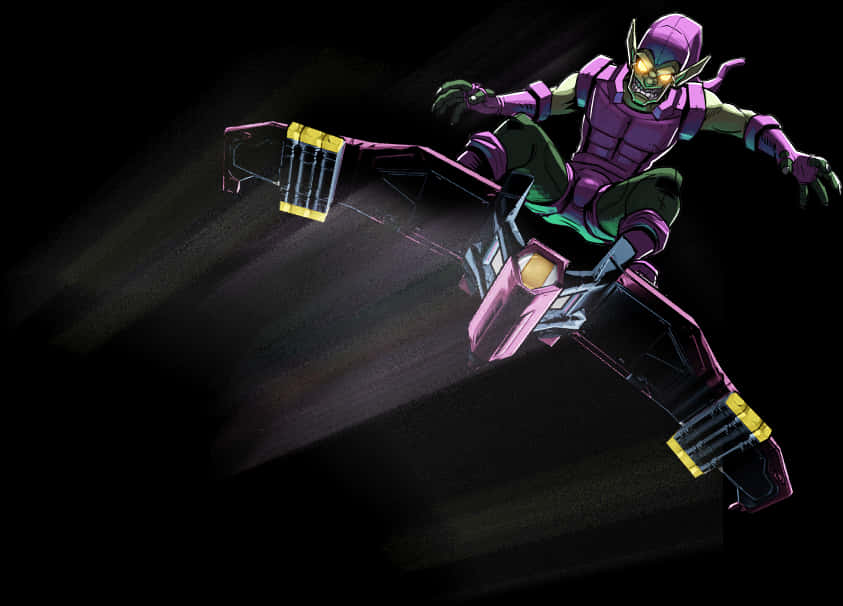 Green Goblin Gliding Action PNG Image