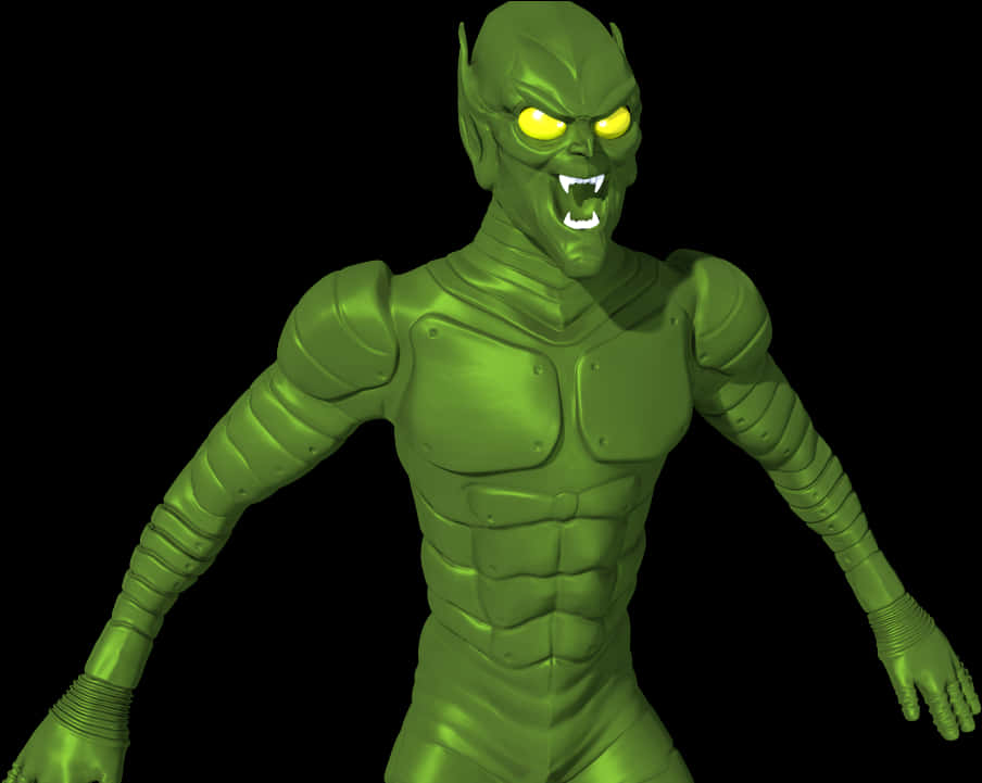 Green Goblin3 D Model Portrait PNG Image