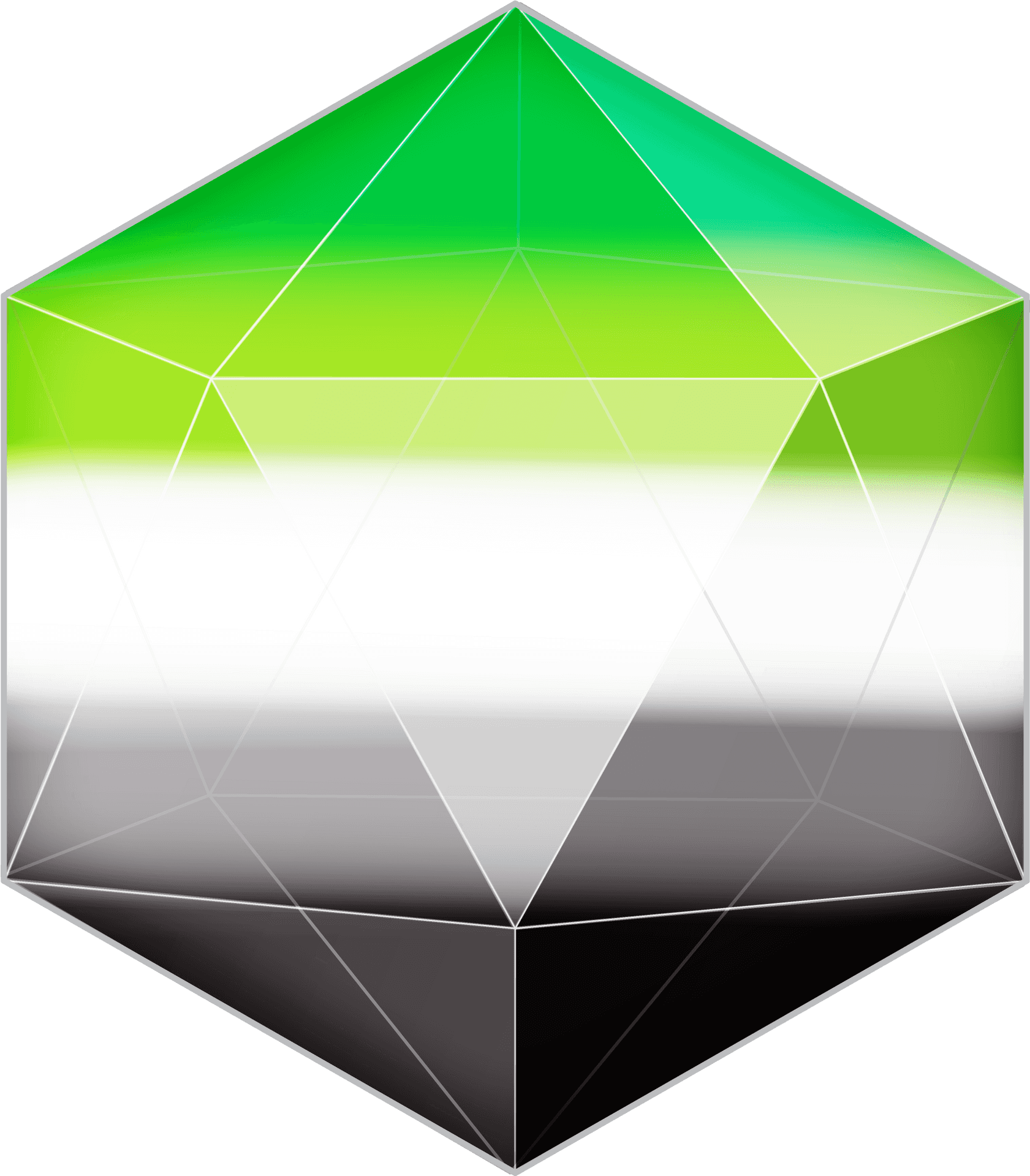 Green Gradient D20 Dice Vector PNG Image