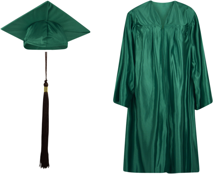 Green Graduation Capand Gown PNG Image