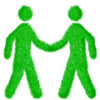 Green Grass People Holding Hands PNG Image